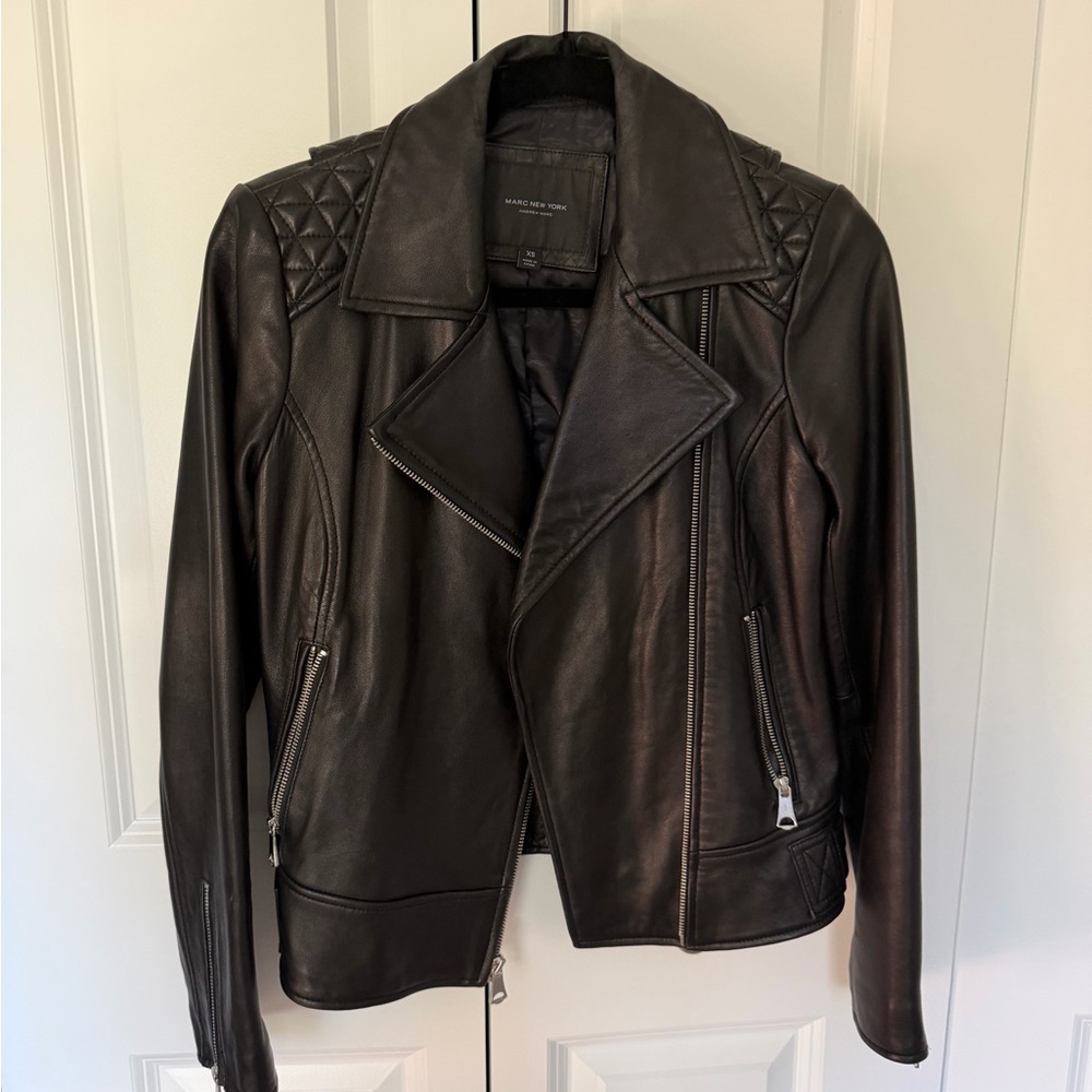 Marc New York Quilted Black Leather Jacket